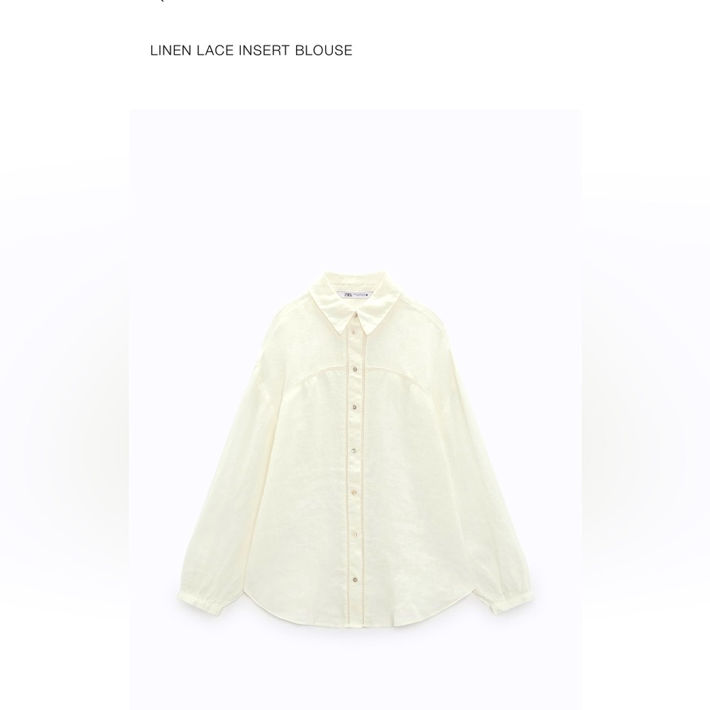 NWT Zara linen lace insert blouse. XL